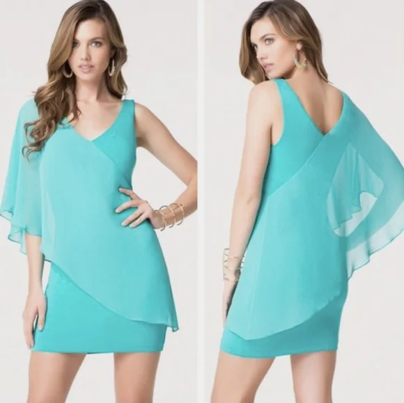 bebe | Dresses | Nwt Bebe Womens Asymmetrical Starlet Flutter Sleeve Dress  | Poshmark